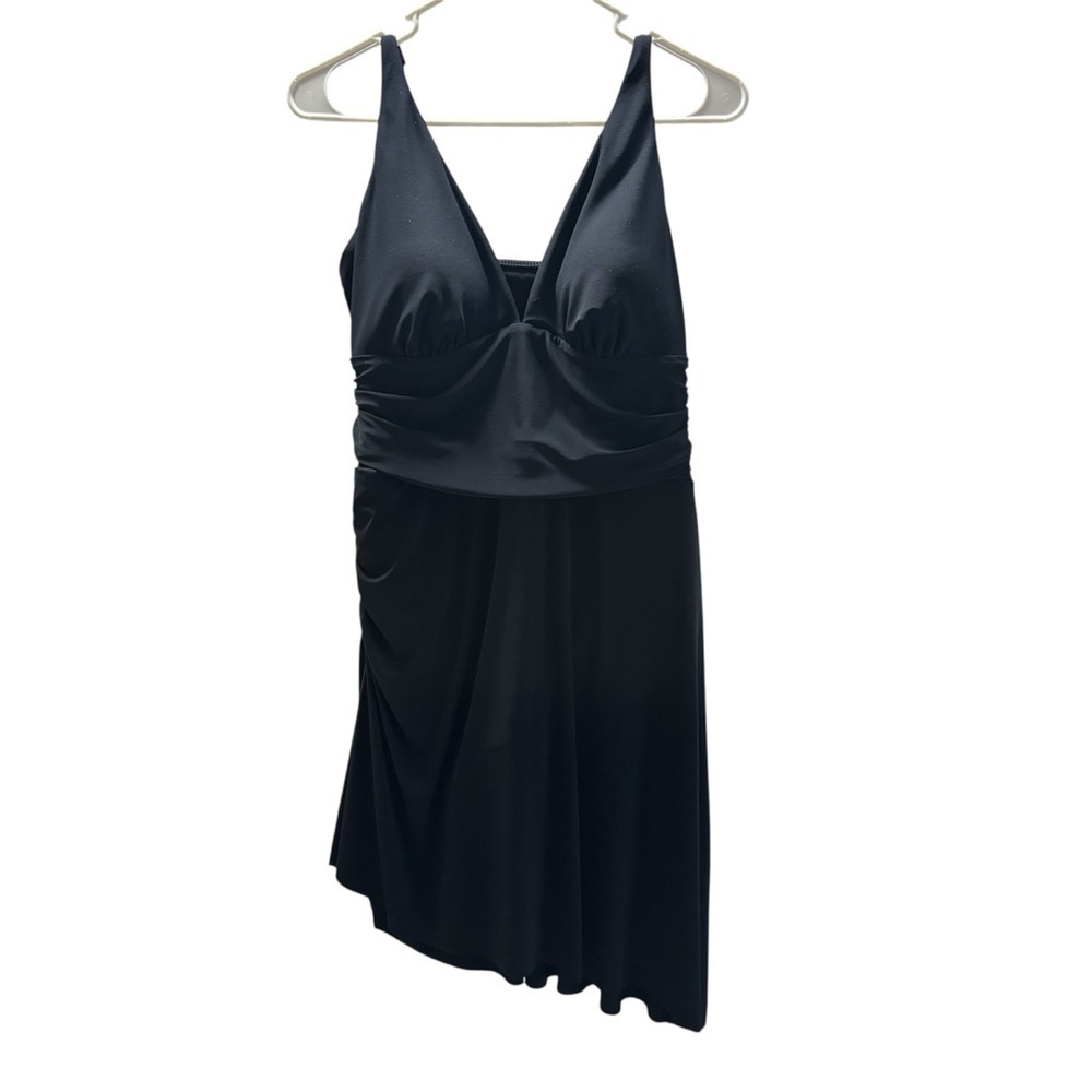 MAGICSUIT Black Draped One-Piece Swimdress | Size 14